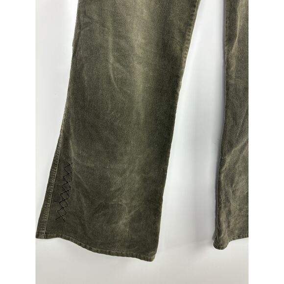 Tripp NYC Corduroy Low Rise Pants Green Women's Size 11 Y2k Goth Grunge Punk - Picture 7 of 15